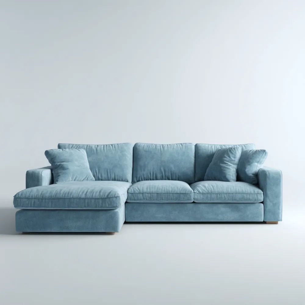 Canapé d'angle tissu 245x92x85 cm – Bleu – Design contemporain