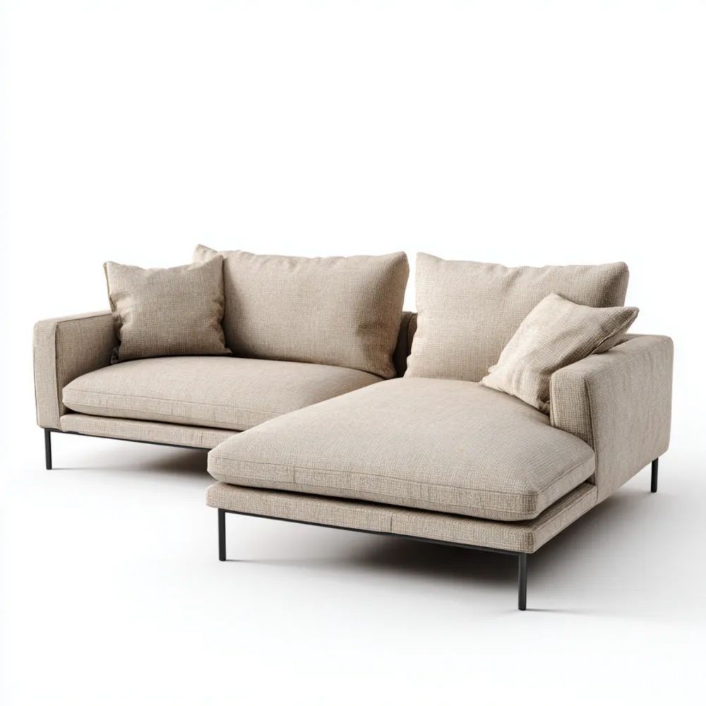 Canapé d'angle tissu 250x150x85 cm - Beige - Design moderne