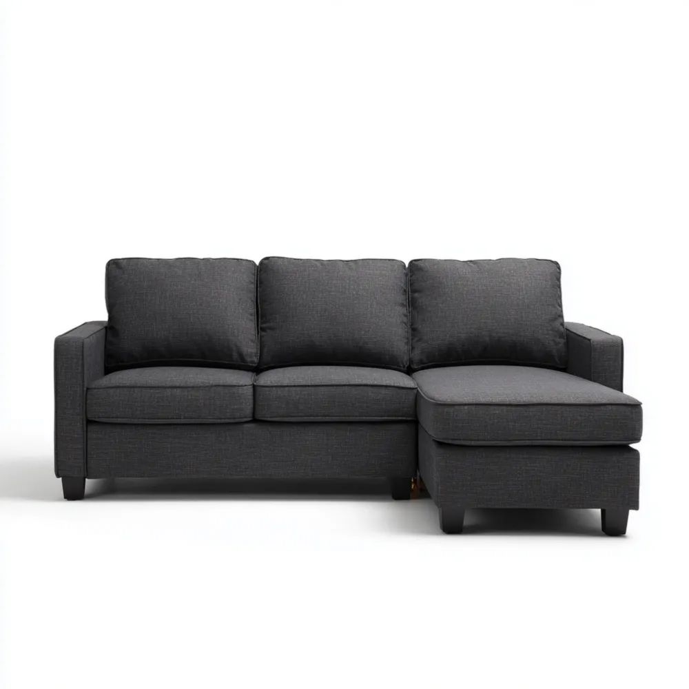 Canapé d'angle en tissu 250x150x90 cm - Gris Foncé - Design Moderne