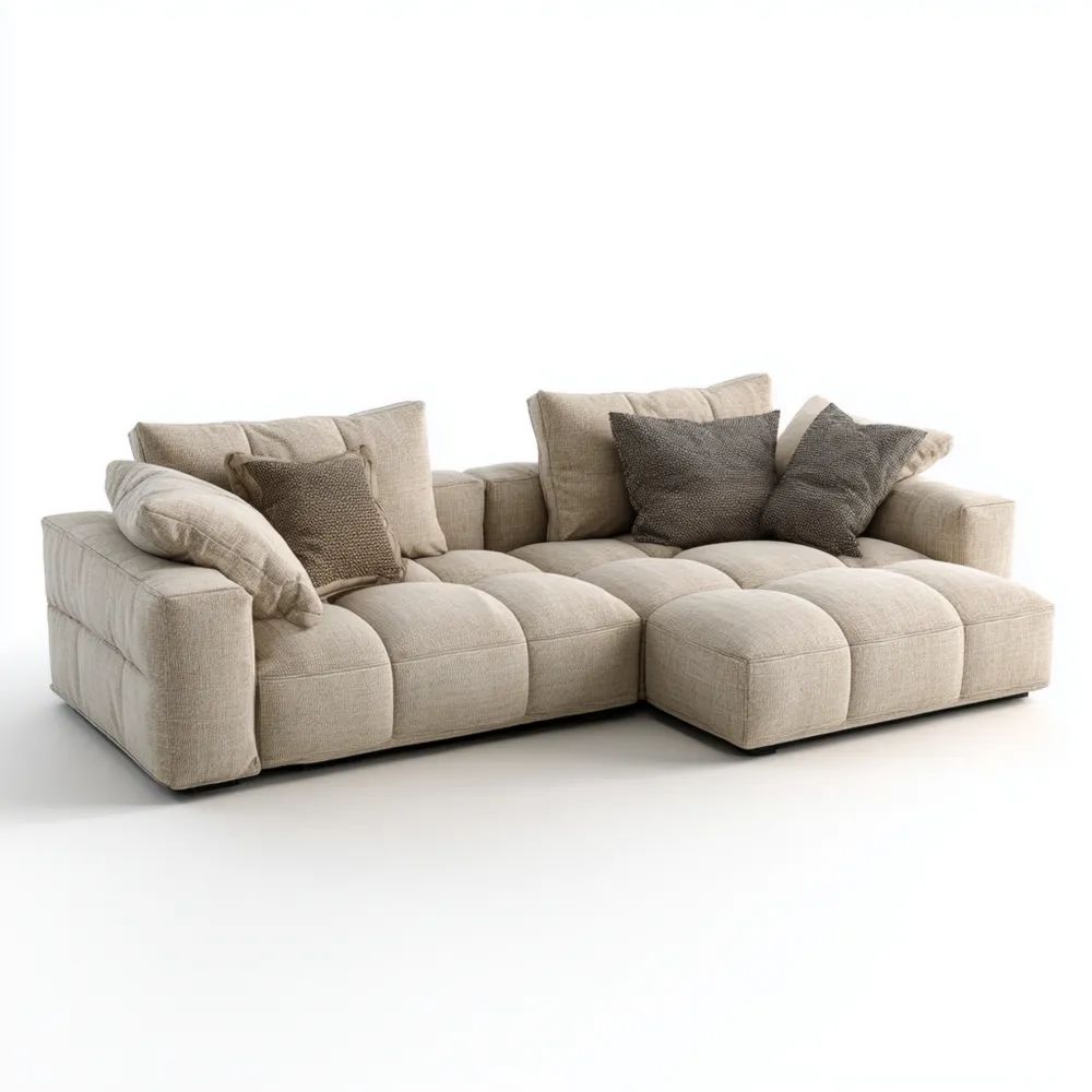 Canapé d'angle en tissu 240x150x85 cm – Beige – Design moderne