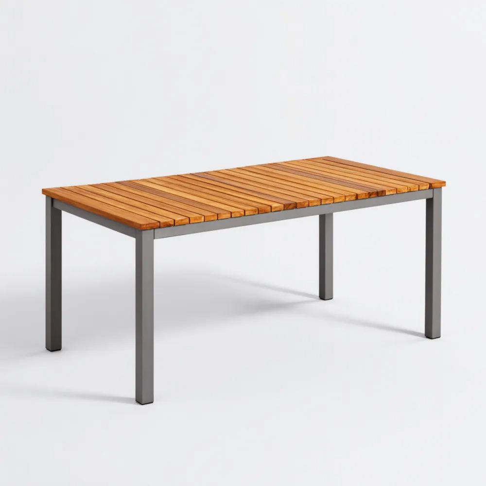 Table de jardin en bois et aluminium 150x90x75 cm