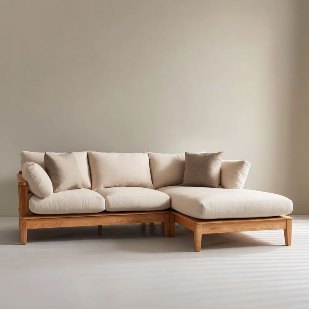 Canapé d'angle tissu 250x160x85 cm – Beige – Design contemporain