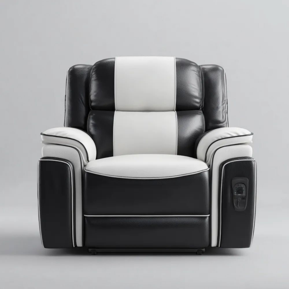 Fauteuil de Détente Similicuir 90x85x100 cm – Noir/Blanc – Design Ergonomique