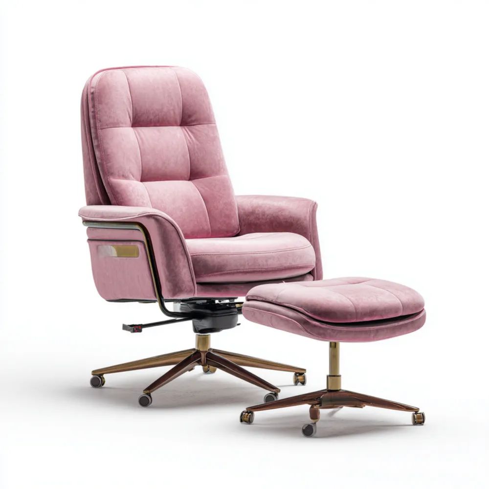 Fauteuil de détente 80x85x110 cm avec repose-pieds 50x40x40 cm en Velours Rose