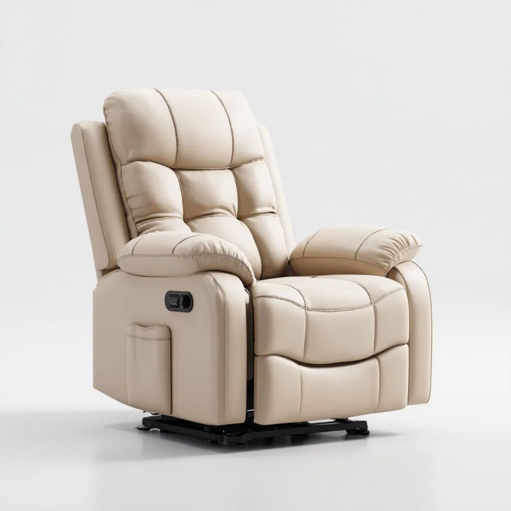 Fauteuil inclinable en cuir synthétique Beige 80x90x100 cm - Design confortable