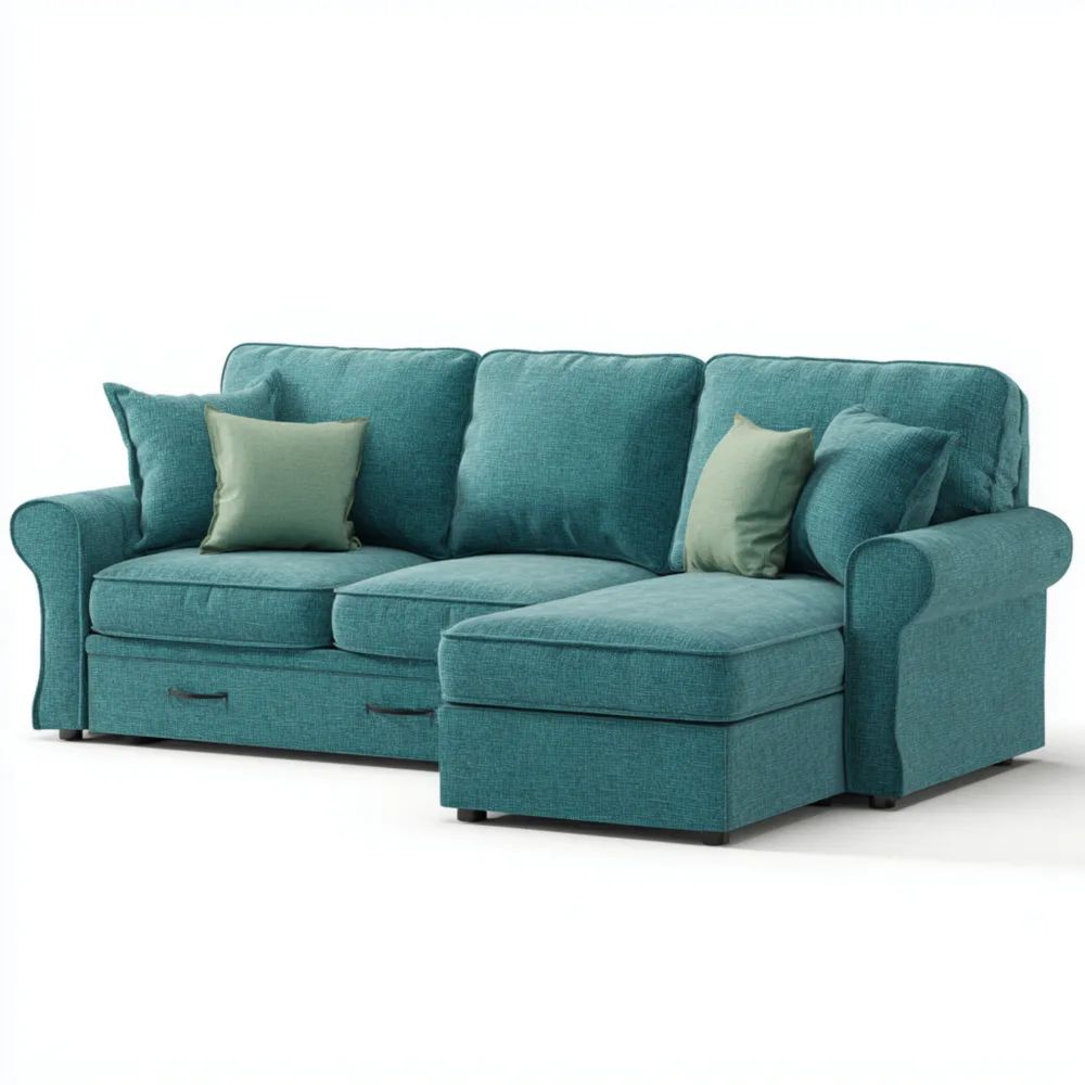 Canapé d'angle tissu 250x90x80 cm - Bleu Turquoise - Design Moderne