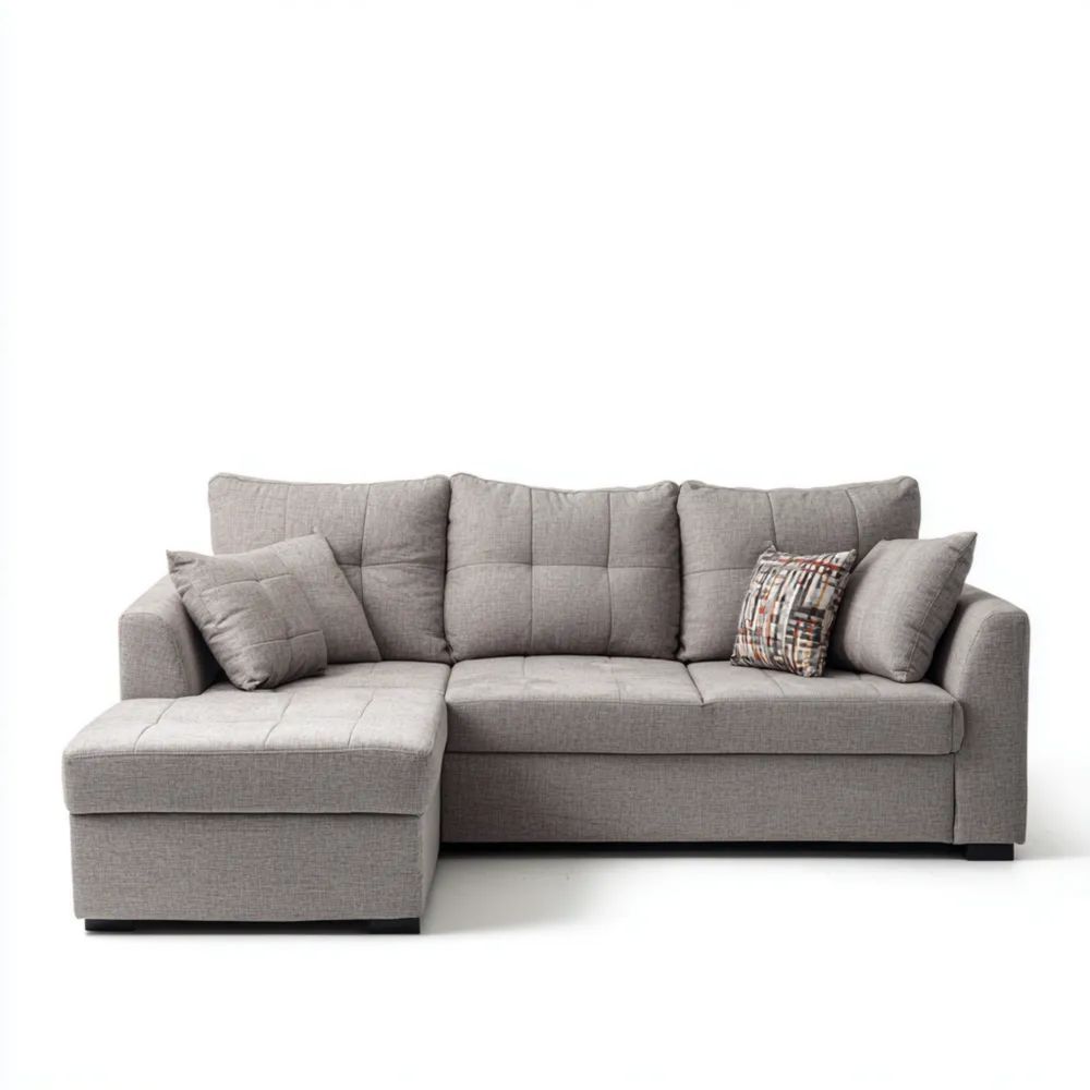 Canapé d'angle tissu 250x160x85 cm - Gris - Design moderne