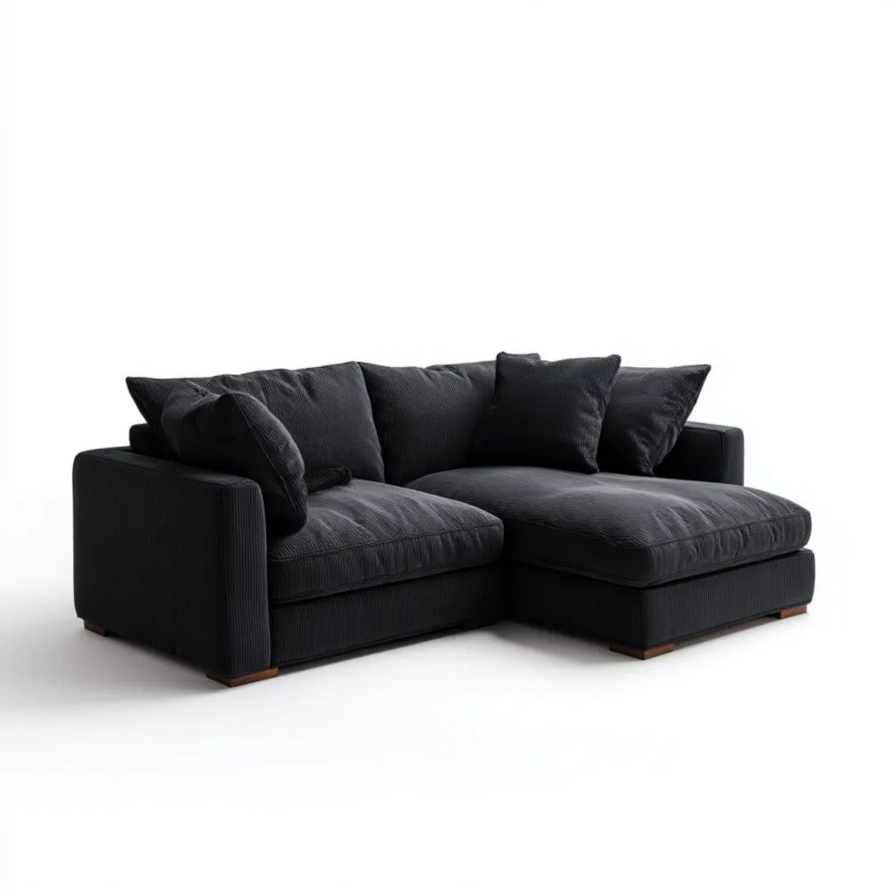 Canapé d'angle en tissu 240x150x90 cm - Noir - Design contemporain-placelino