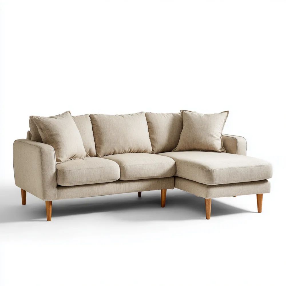 Canapé d'angle Tissu 200x140x85 cm – Beige – Design Moderne-placelino