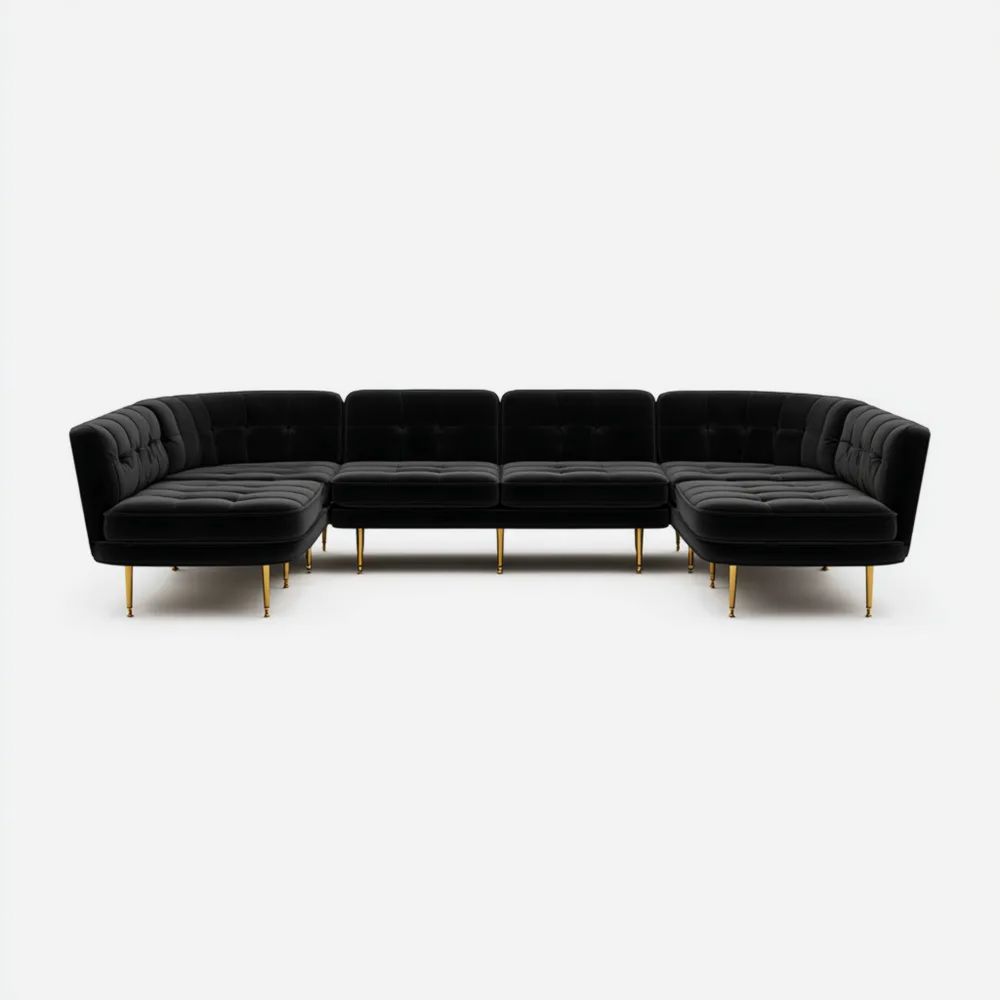 Canapé d'angle Velours 300x100x75 cm - Noir - Design Moderne-placelino