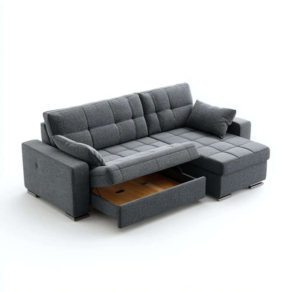 Canapé d'angle convertible 230x150x85 cm – Gris Foncé – Design moderne-placelino