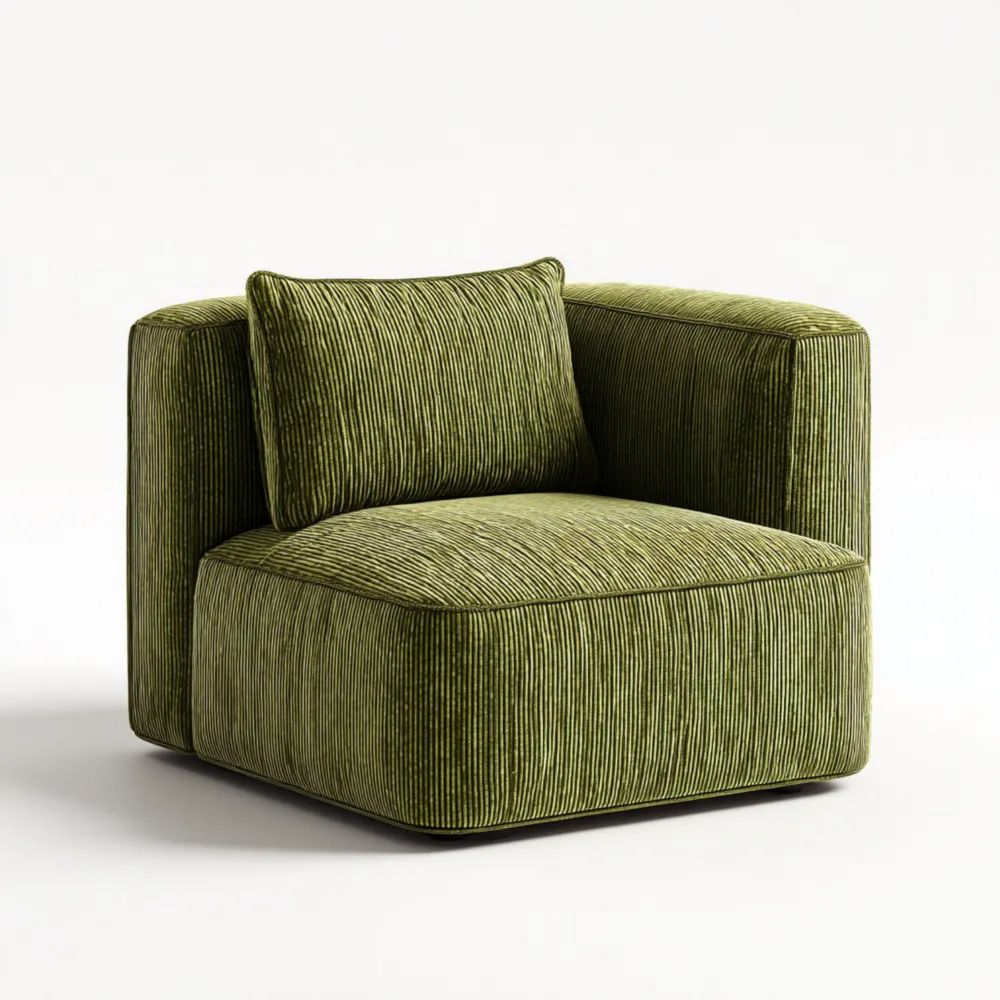 Fauteuil de détente en velours côtelé 90x90x70 cm - Vert-placelino