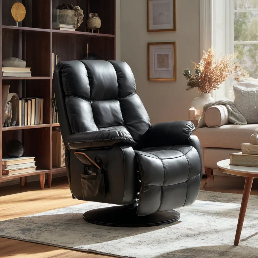 Fauteuil de relaxation 80x90x105 cm Cuir PU Noir – Design Ergonomique-placelino