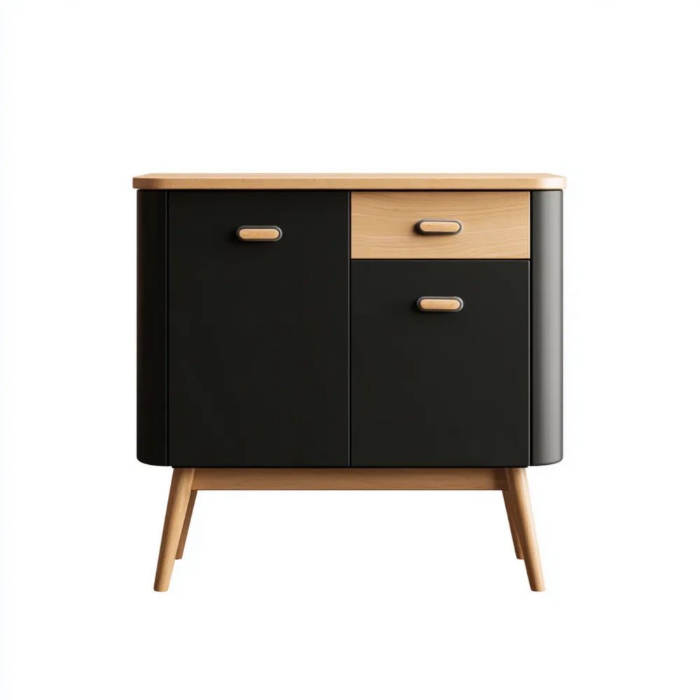 Buffet en bois MDF 80x40x85 cm – Noir/Chêne – Design moderne-placelino