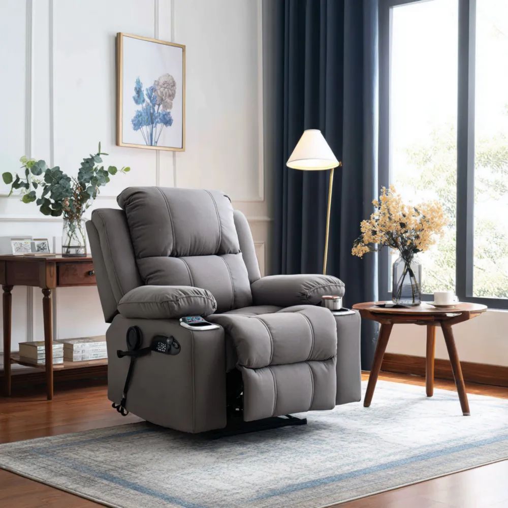 Fauteuil de relaxation inclinable 85x90x100 cm Tissu Gris - Design ergonomique-placelino