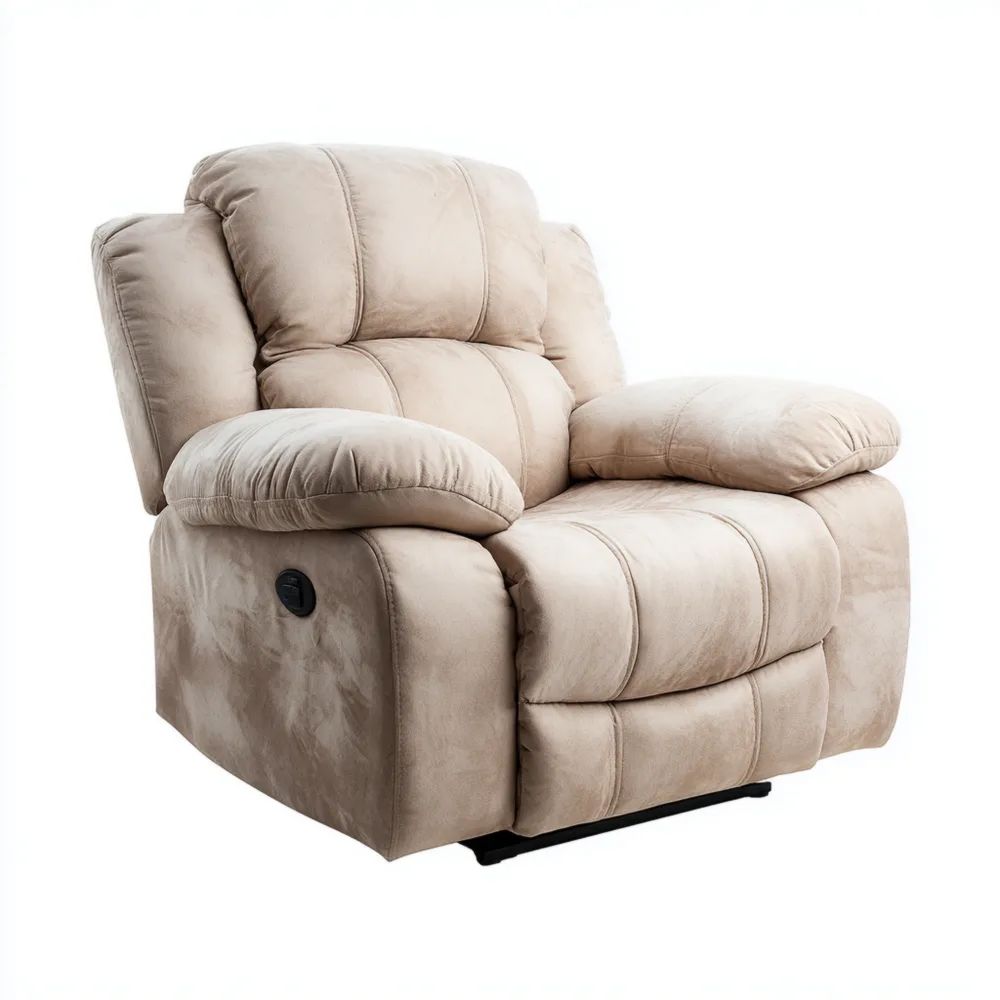 Fauteuil inclinable en tissu doux 90x85x100 cm ~ Beige ~ Confort optimal-placelino