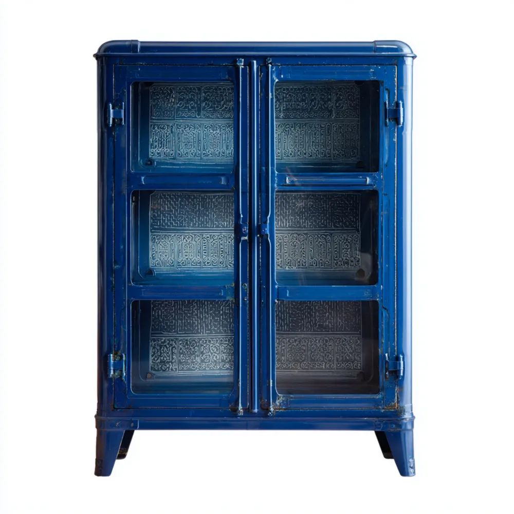 Armoire métallique 90x50x140 cm – Design industriel Bleu-placelino