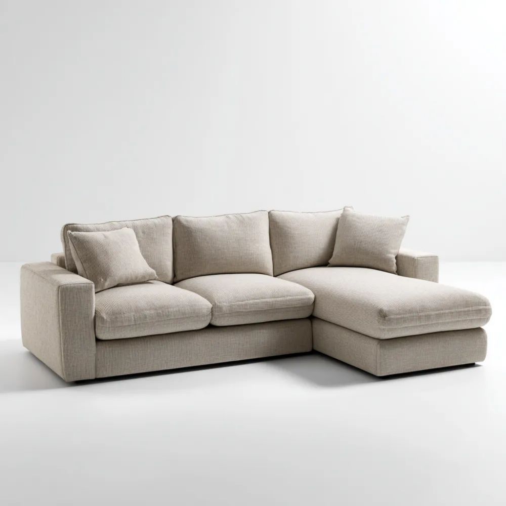 Canapé d'angle en tissu 250x160x85 cm - Beige - Design contemporain-placelino