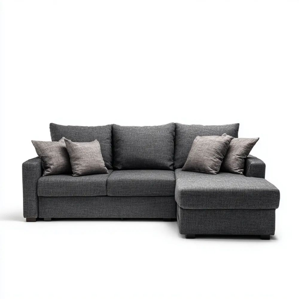 Canapé d'angle Tissu 250x150x90 cm – Gris Foncé – Design Moderne-placelino