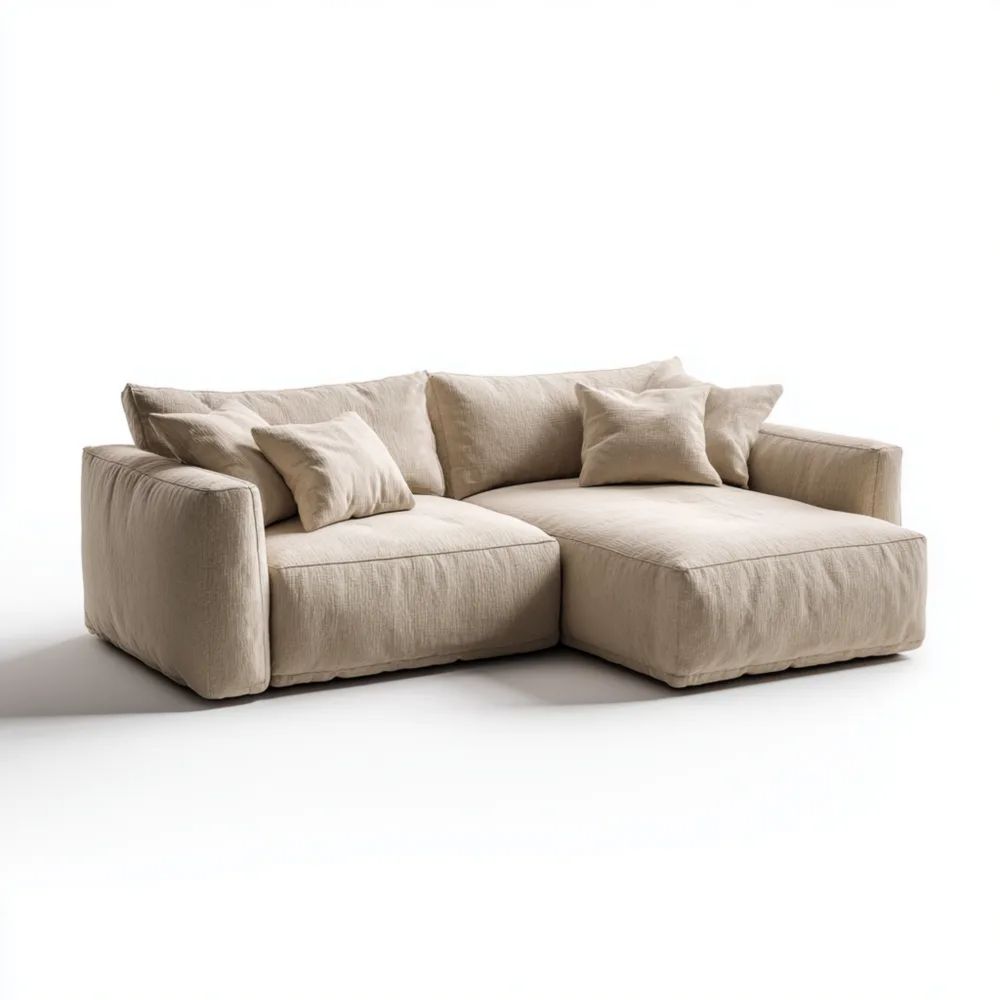 Canapé d'angle 250x160x85 cm – Tissu Beige – Design Contemporain-placelino