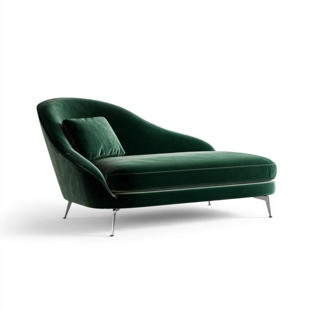Chaise longue en velours 180x90x85 cm - Vert Émeraude-placelino