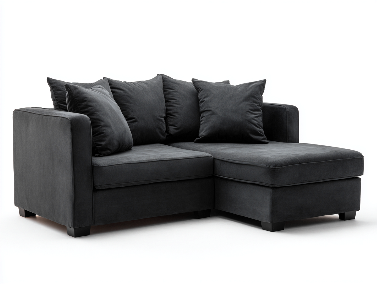 Sofá rinconero tapizado de tela 230x150x85cm - Gris oscuro - Diseño moderno-Sofauppad