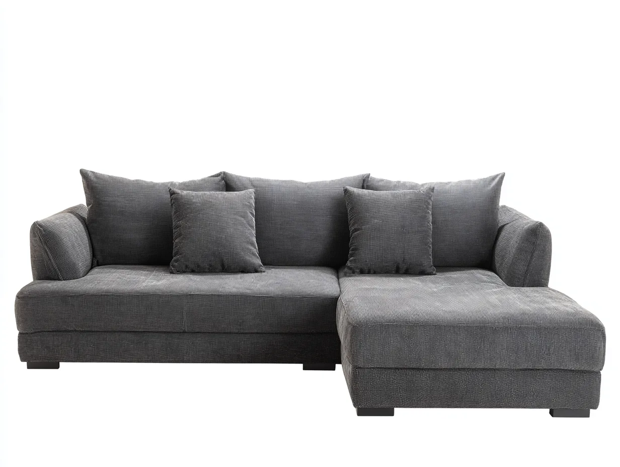 Sofá rinconero de interior 260x160x85 cm - tejido gris - diseño moderno-Sofauppad