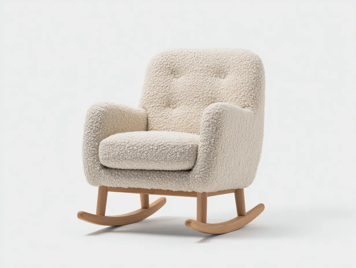 Mecedora tapizada de tela 72x82x96 cm - beige - diseño acogedor para salón-Sofauppad