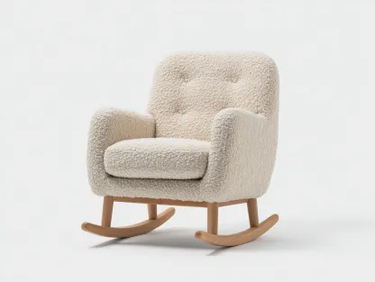 Mecedora tapizada de tela 72x82x96 cm - beige - diseño acogedor para salón-Sofauppad