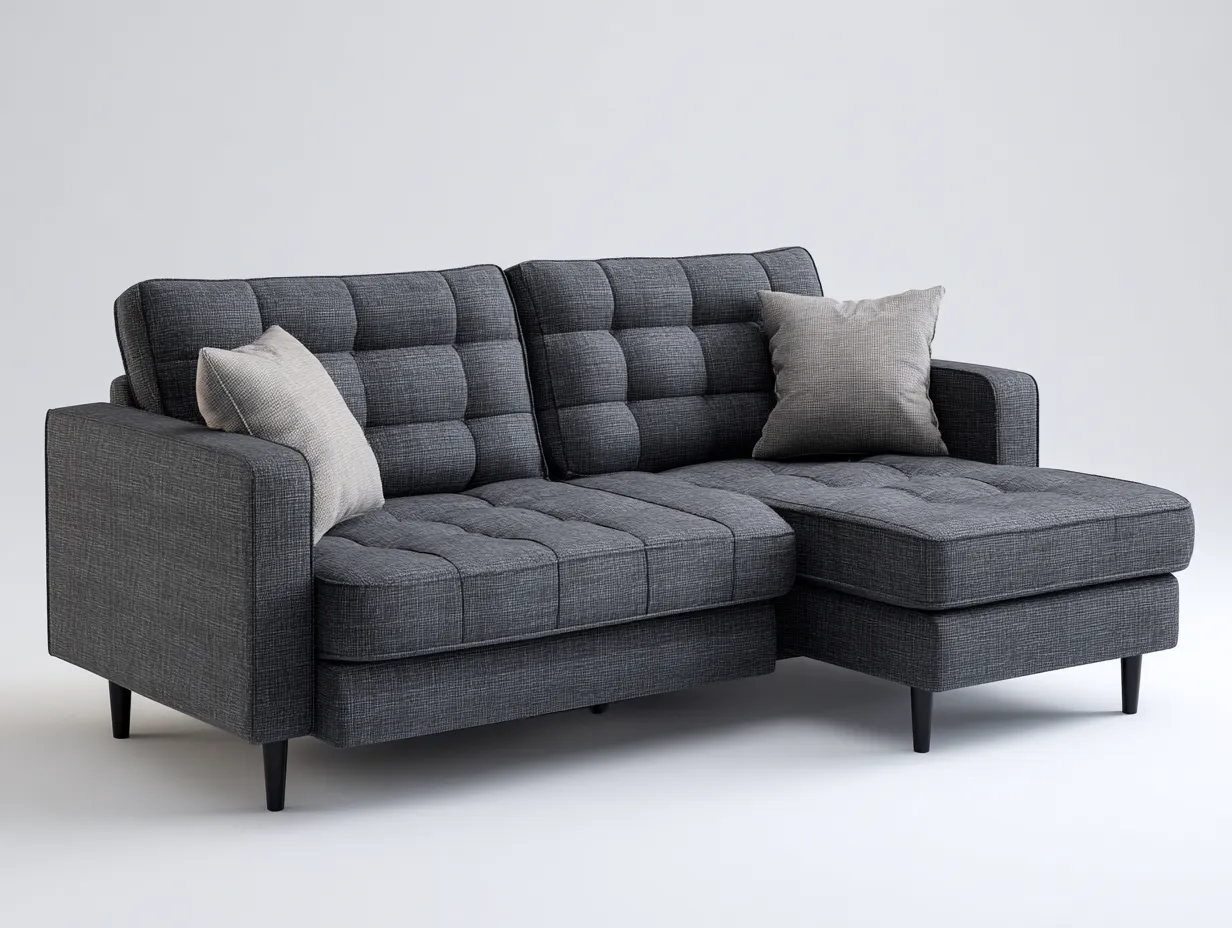 Sofá rinconero tapizado de tejido 240x160x85 cm - Gris - Diseño moderno-Sofauppad