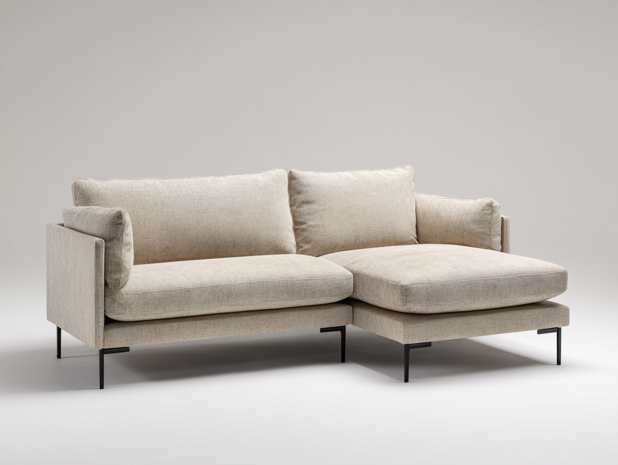 Sofá rinconero tapizado de tela 245x160x85 cm - beige - diseño moderno para salón-Sofauppad