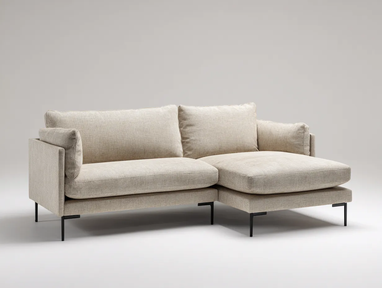 Sofá rinconero tapizado de tela 245x160x85 cm - beige - diseño moderno para salón-Sofauppad