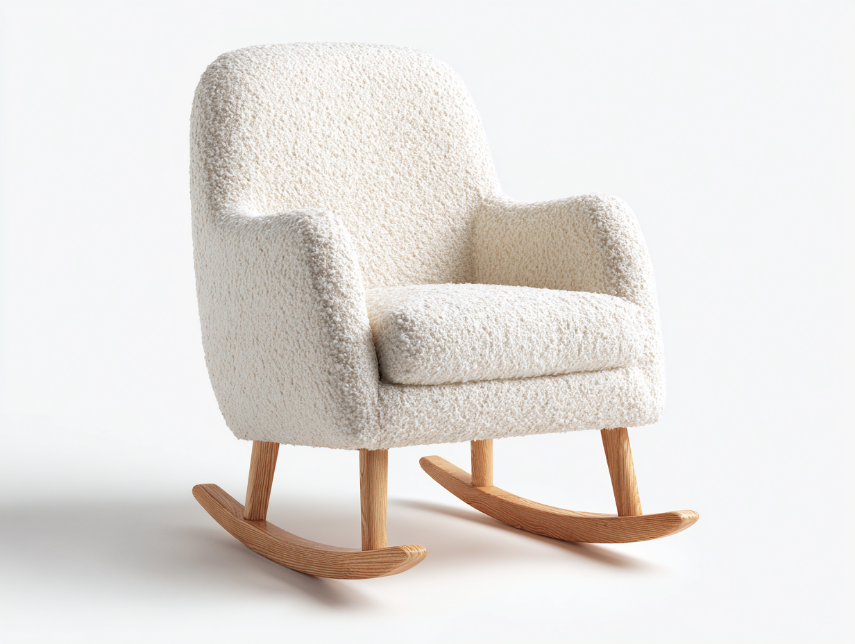 Mecedora de interior 80x85x100 cm - tejido beige y madera - diseño moderno-Sofauppad