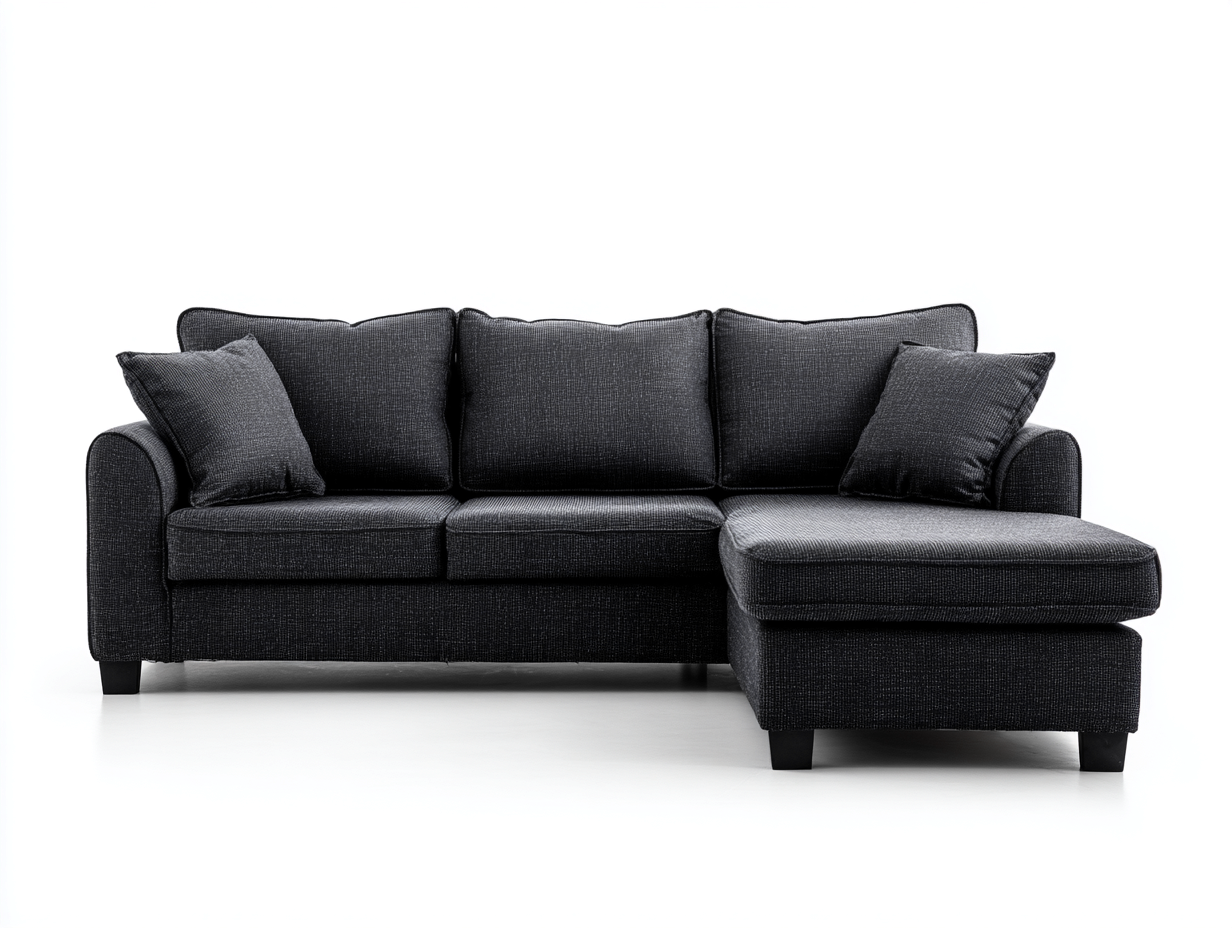 Sofá rinconero tapizado de tela 250x165x85 cm - gris oscuro - diseño moderno para salón-Sofauppad