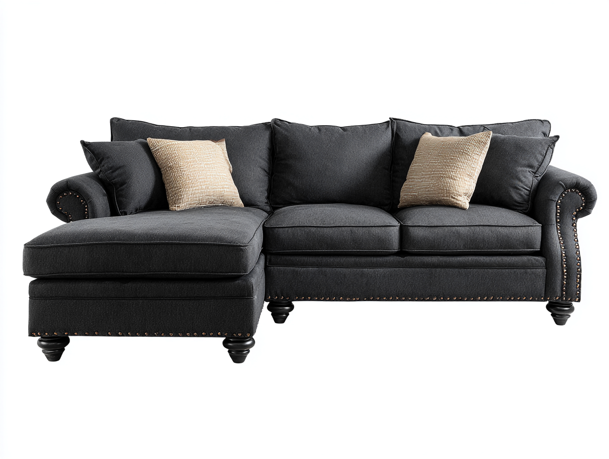 Sofás rinconeros tapizado tela 260x170x85cm gris oscuro para salón - diseño clásico-Sofauppad