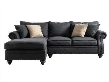 Sofás rinconeros tapizado tela 260x170x85cm gris oscuro para salón - diseño clásico-Sofauppad