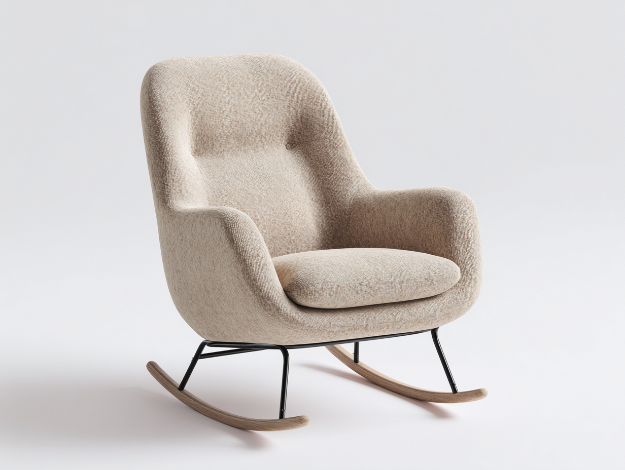 Mecedora 80x85x100 cm - tejido beige - diseño moderno-Sofauppad