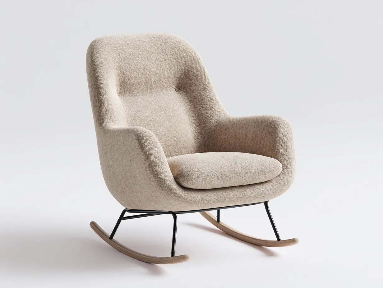 Mecedora 80x85x100 cm - tejido beige - diseño moderno-Sofauppad