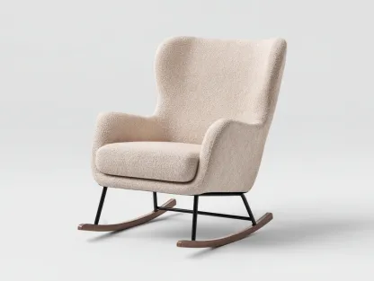 Mecedora tapizada de tela 75x85x100 cm - beige - diseño moderno para salón-Sofauppad