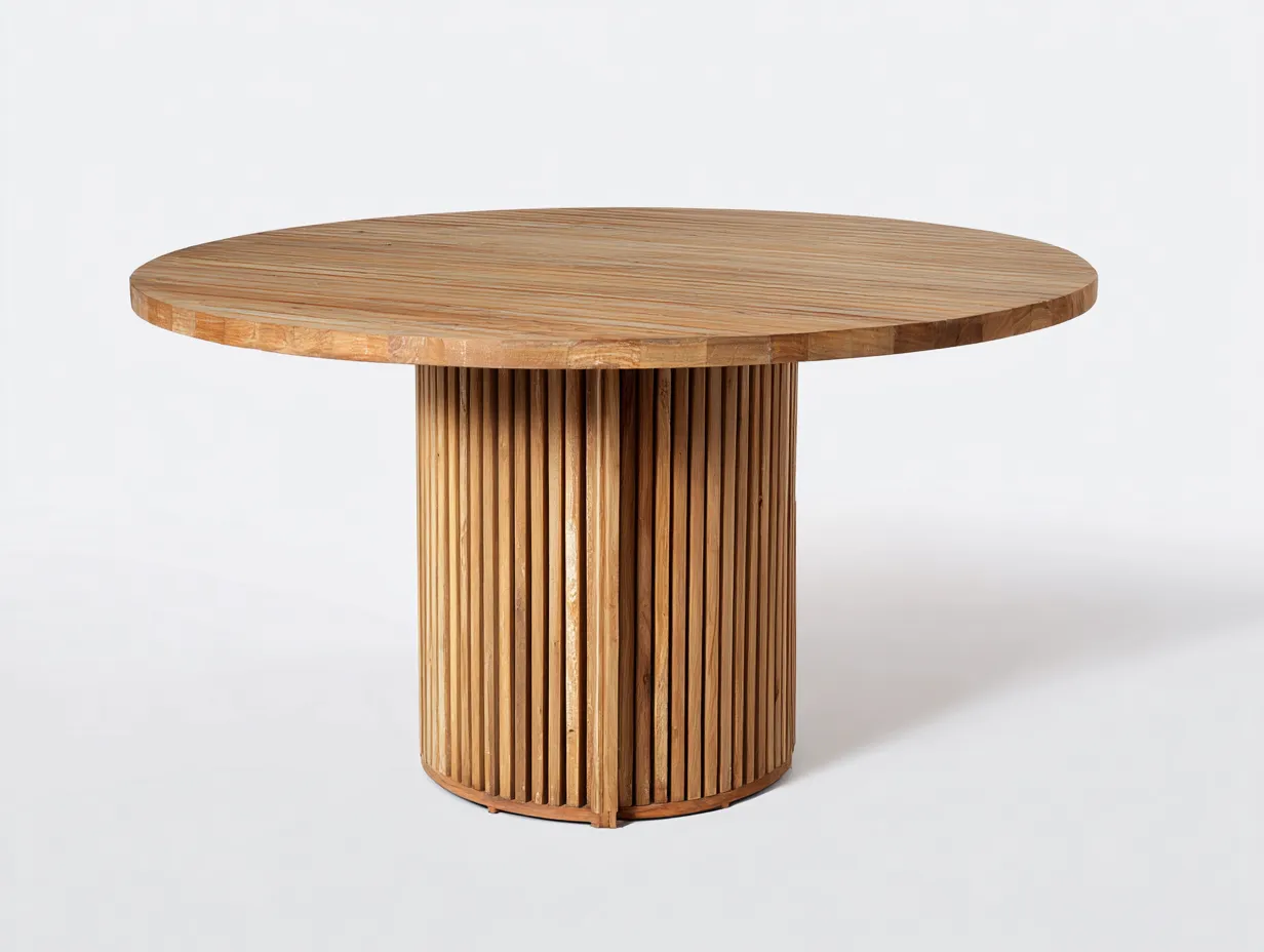 Mesa de jardín de madera 120x120x75 cm - marrón - diseño redondo para exterior-Sofauppad