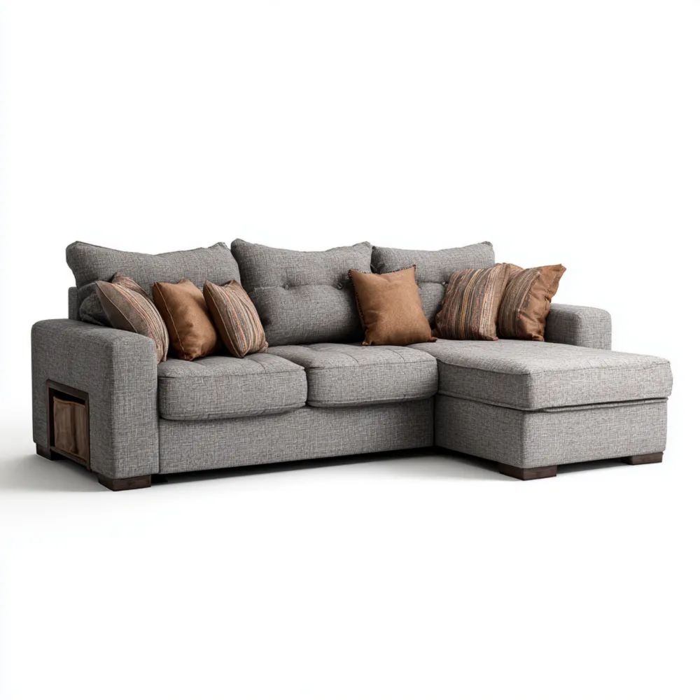 Canapé d'angle tissu 240x160x85 cm – Gris Moderne-calmestino