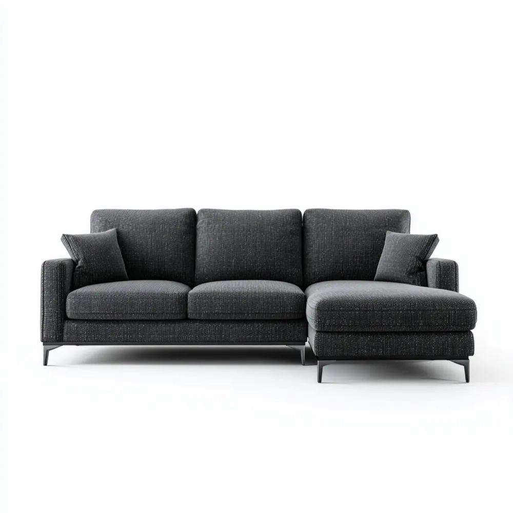 Canapé d'angle en tissu 250x160x85 cm – Gris Foncé – Design moderne-calmestino