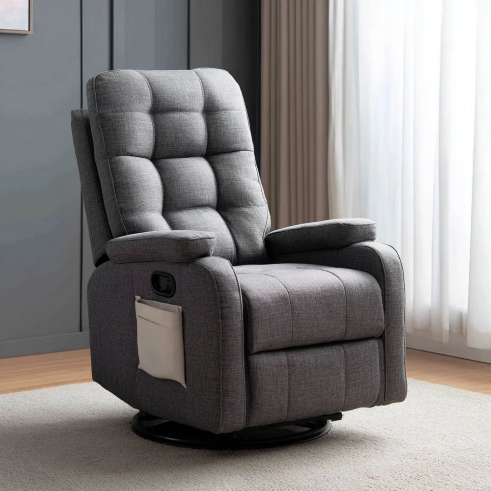 Fauteuil de détente inclinable 80x90x100 cm – Tissu – Gris Foncé – Design ergonomique-calmestino
