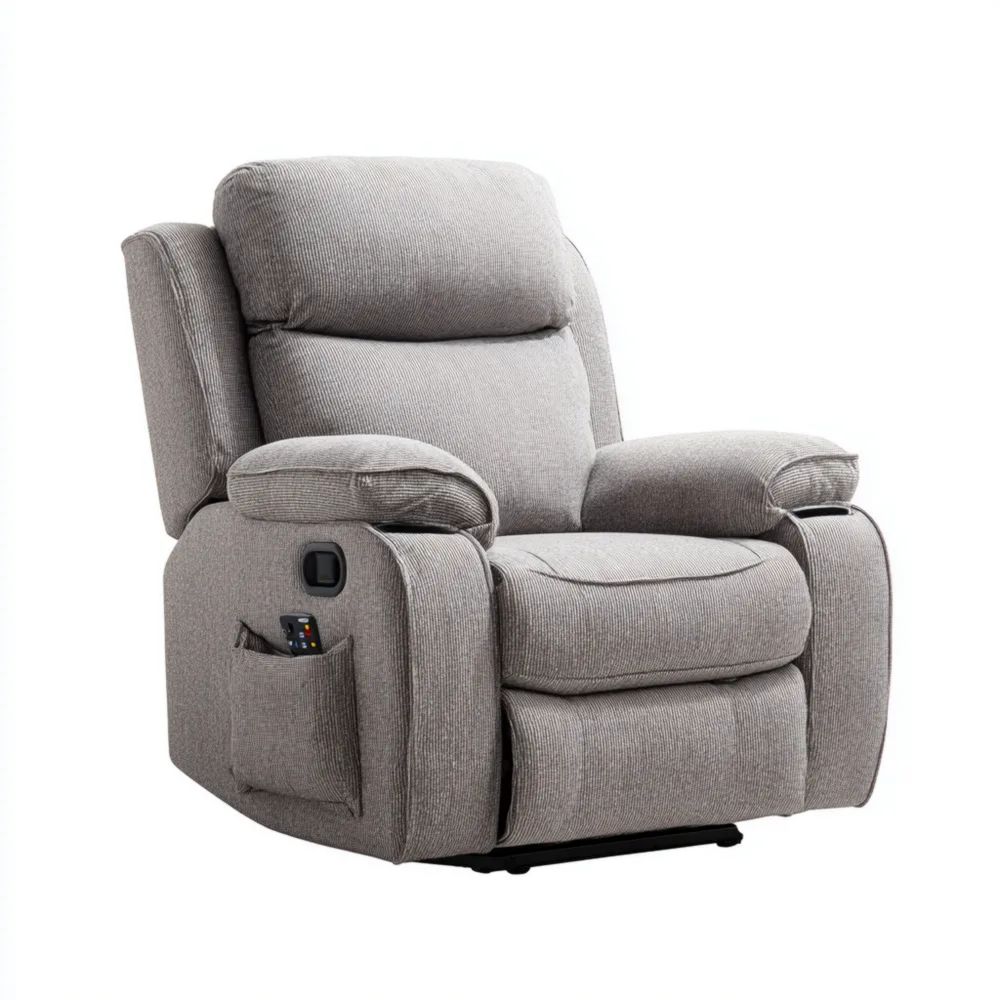 Fauteuil inclinable en tissu 86x94x102 cm - Gris - Design ergonomique-calmestino