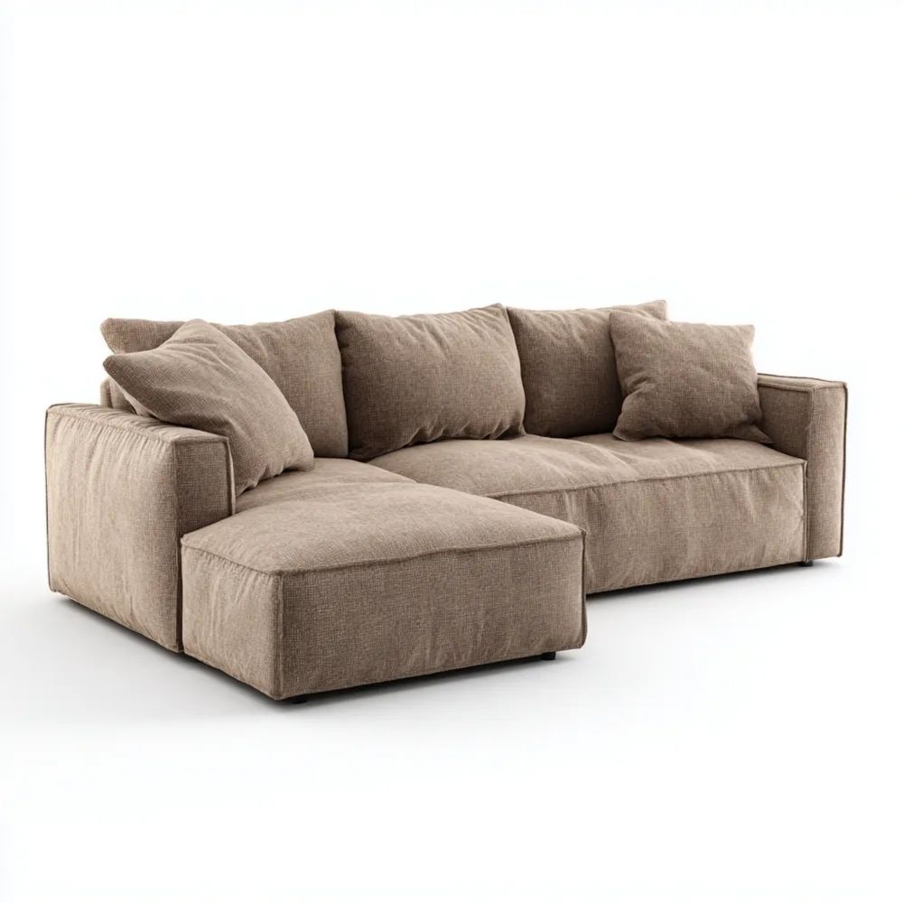 Canapé d'angle en tissu 275x150x90 cm – Beige – Design Contemporain-calmestino