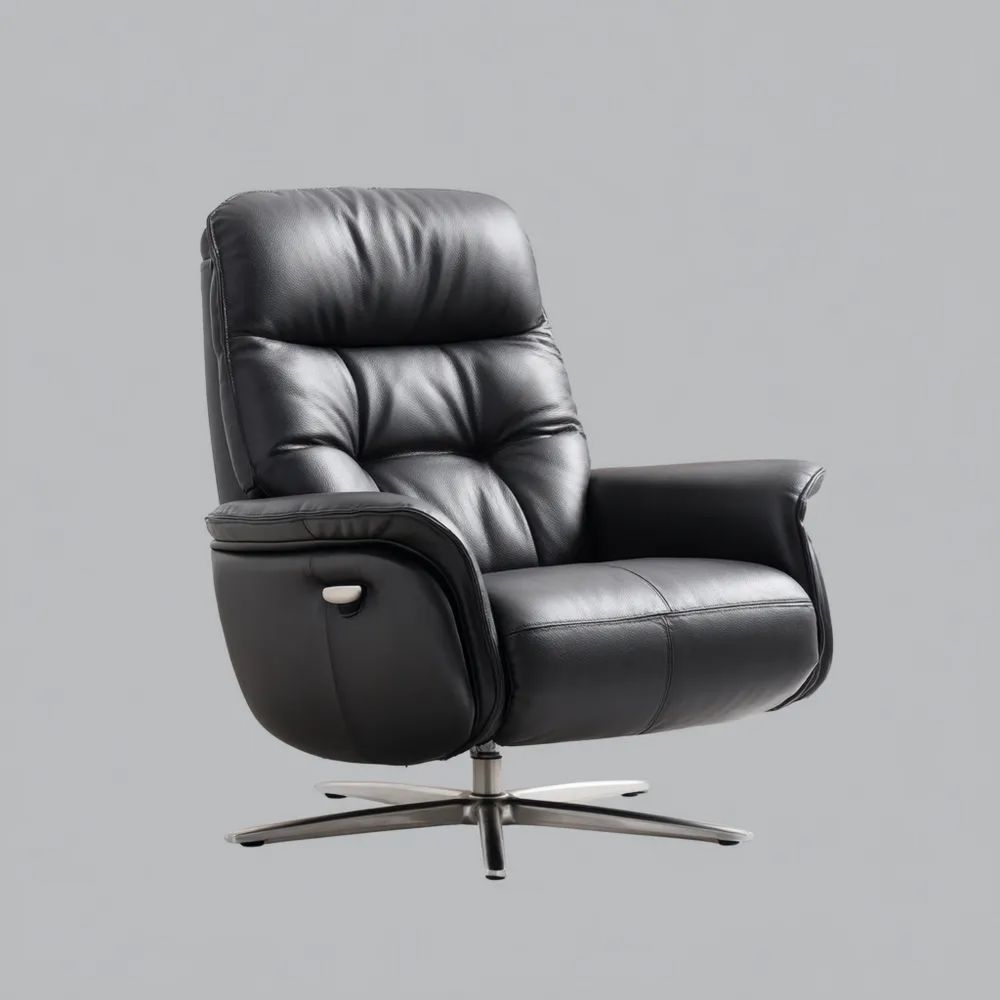 Fauteuil de détente en cuir Noir 80x95x100 cm - Design Contemporain-calmestino