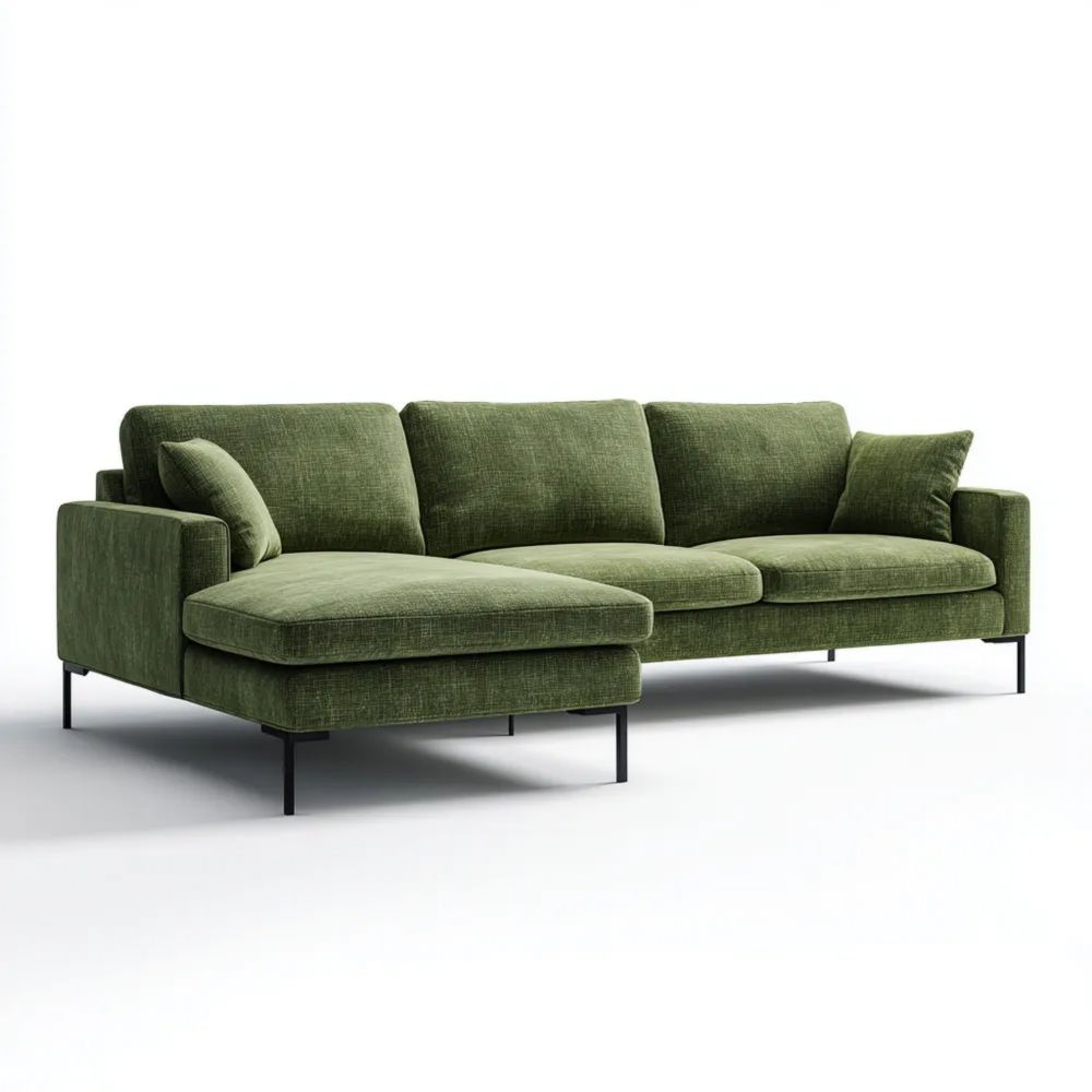 Canapé d'angle en tissu 280x160x85 cm - Vert - Design Moderne-calmestino