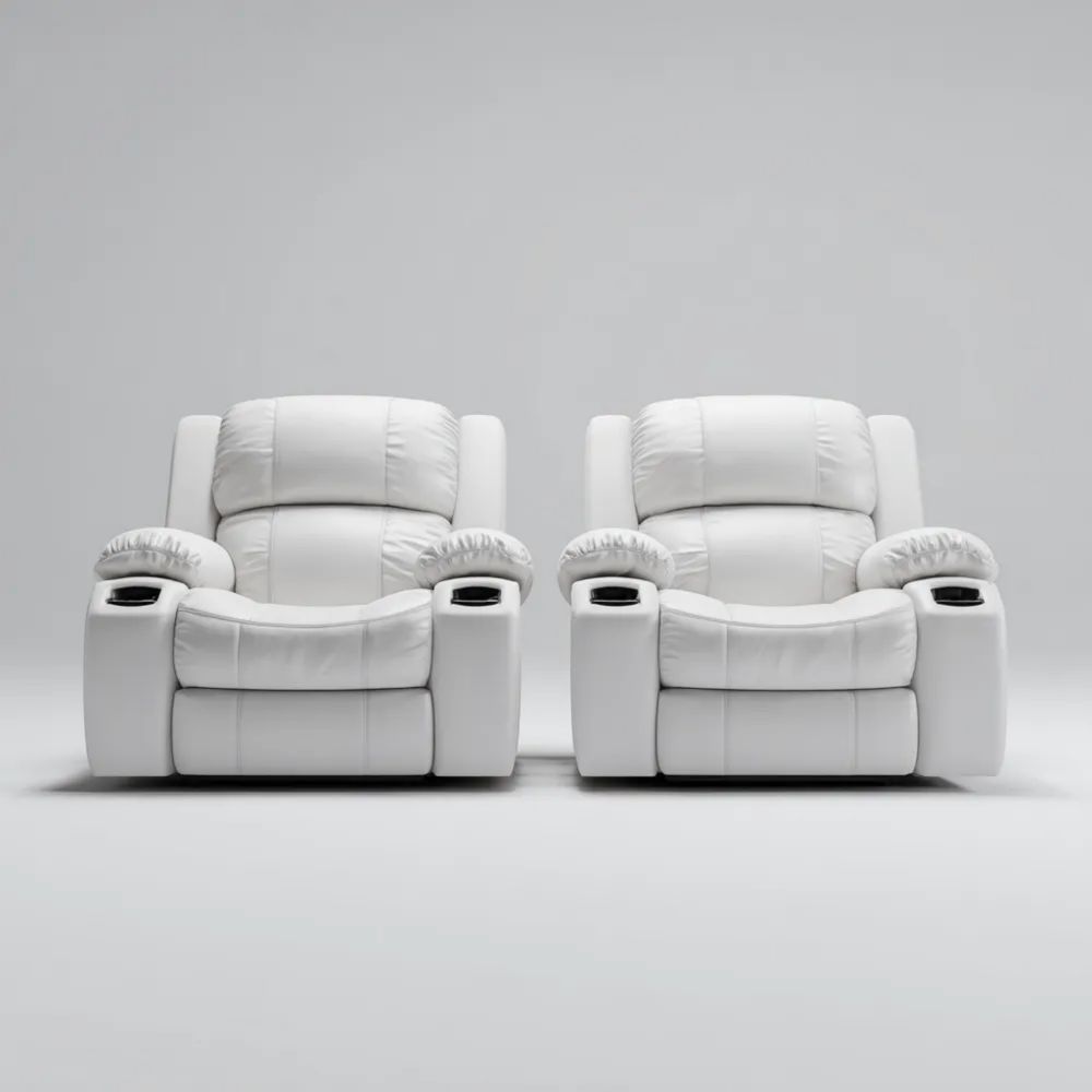 Fauteuils de détente ensemble 2 places cuir Blanc – Design contemporain 90x85x100 cm-calmestino