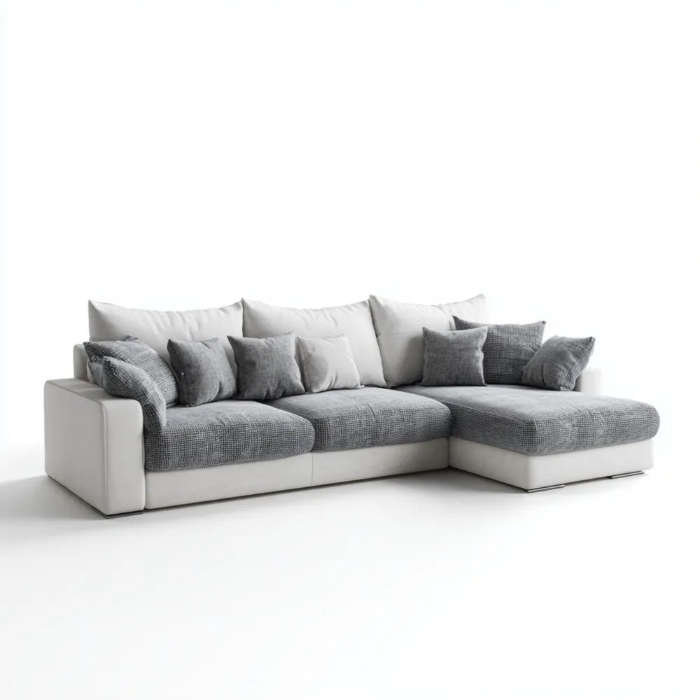 Canapé d'angle tissu 250x150x85 cm - Gris Clair et Gris Foncé - Design Moderne-calmestino
