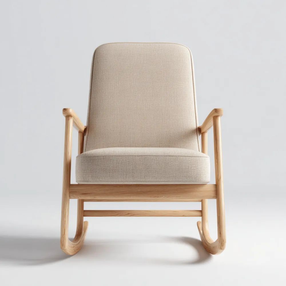 Fauteuil à bascule 60x90x80 cm Bois Tissu Beige-calmestino